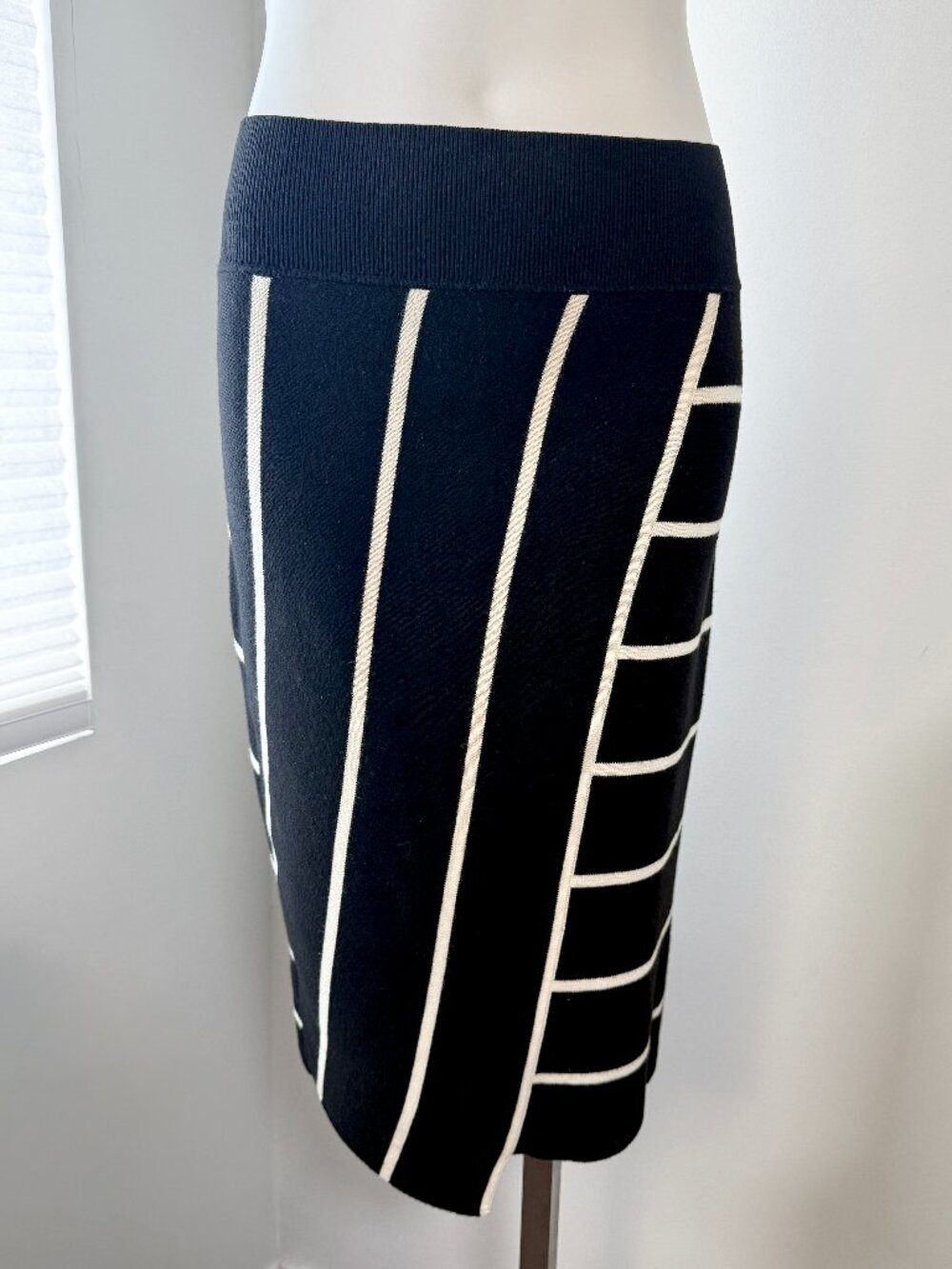 Bailey 44 Black & White Striped Knit Pencil Skirt